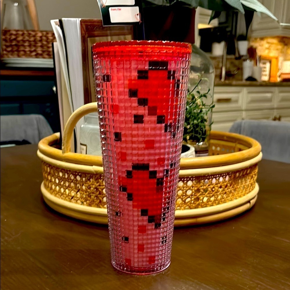 NWT Starbucks Red and Black Patterned Tumbler